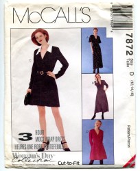 7872 3 HR MOCK WRAP TIE DRESS COLLAR OR NOT PATTERN 18-22